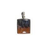 Anhänger mit Golden Healer Rechteck Silber – Handgefertigter Edelstein aus 925 Silber – Saphir & Smaragd Anhänger mit Golden Healer Rechteck Silber