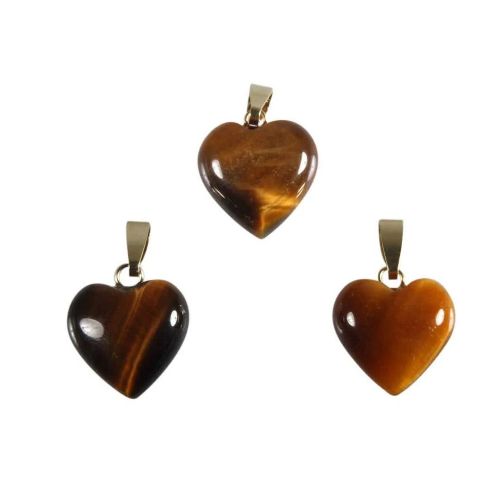 Anhänger mit Tigerauge Herz – Polierter Naturstein mit 14k Goldöse