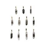 Anhänger mit Tibetischem Schwarzem Quarz – Naturkristall mit 14k Goldöse – Saphir & Smaragd Anhänger mit Tibetischem Schwarzem Quarz – Naturkristall mit 14k Goldöse