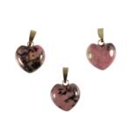 Anhänger mit Rhodonit Herz Rosa – 14-karätige Goldöse – Saphir & Smaragd Anhänger mit Rhodonit Herz Rosa – 14-karätige Goldöse