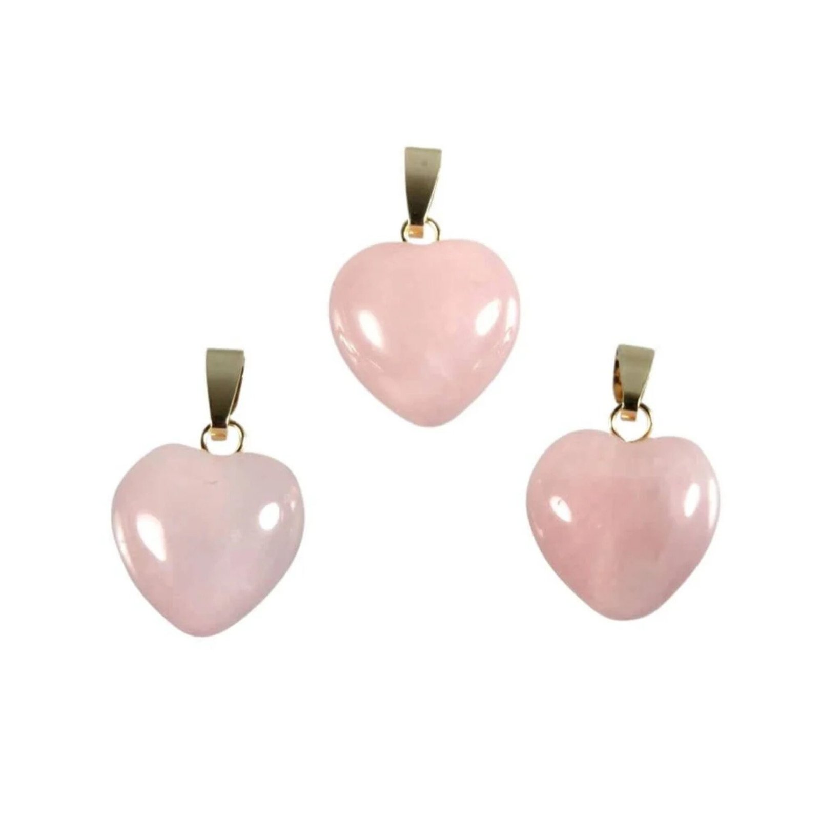 Anhänger mit Rosenquarz Herz Rosa – 14-karätige Goldöse