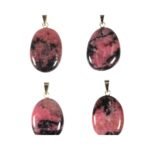 Anhänger mit Rhodonit Oval Rosa – 14-karätige Goldöse – Saphir & Smaragd Anhänger mit Rhodonit Oval Rosa – 14-karätige Goldöse