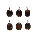 Anhänger mit Tigerauge Eisen Oval Braun – 14 karätige Goldöse – Saphir & Smaragd Anhänger mit Tigerauge Eisen Oval Braun – 14 karätige Goldöse