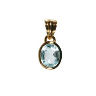 2.2 cm Anhänger mit Blautopas Oval Blau facettiert Gold-Filled