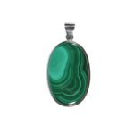 Anhänger mit Malachit Oval Grün – Handgefertigt aus 925 Silber – Saphir & Smaragd Anhänger mit Malachit Oval Grün – Handgefertigt aus 925 Silber
