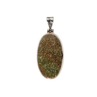 Anhänger mit Pyrit Oval Regenbogen, Sterlingsilber 925