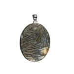 Anhänger mit Pyrit Oval Gold Silber Unikat – Sterlingsilber (925) – Saphir & Smaragd Anhänger mit Pyrit Oval Gold Silber Unikat