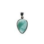 Anhänger mit Pektolith Tropfen Blau – 2.4 x 1.7 cm – Saphir & Smaragd Anhänger mit Pektolith Tropfen Blau