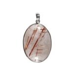 Anhänger mit Rutilquarz Oval Kupferfarben – Handgefertigt aus 925 Silber – Saphir & Smaragd Anhänger mit Rutilquarz Oval Kupferfarben – Handgefertigt aus 925 Silber