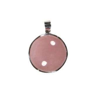 Anhänger mit Rosenquarz Rund Rosa – Handgefertigt aus 925 Silber