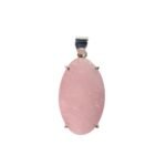Anhänger mit Rosenquarz Oval Roh Rosa – Handgefertigt aus 925 Silber