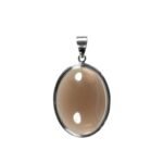 Anhänger mit Rauchquarz Oval Braun – Handgefertigt in 925 Silber – Saphir & Smaragd Anhänger mit Rauchquarz Oval Braun – Handgefertigt in 925 Silber