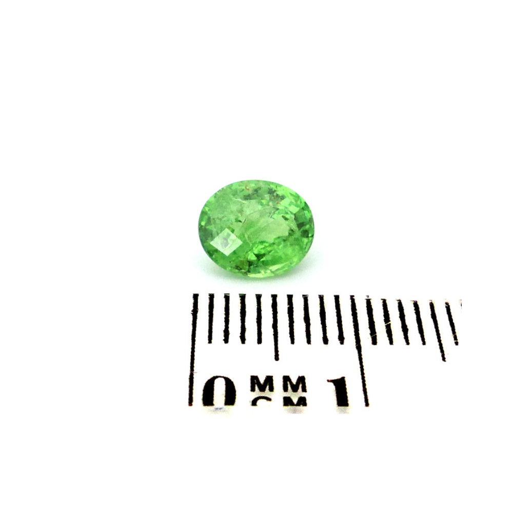 Granat 1.71 Karat Grün Oval Granat 1.71 Karat Grün Oval – Grossular mit Zertifikat und natürlichem Glanz