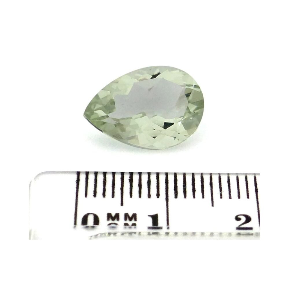 Quarz Prasiolith 4.56 Karat Hellgrün Tropfen (1) Quarz Prasiolith 4.56 Karat Hellgrün Tropfen Facettiert Edelstein