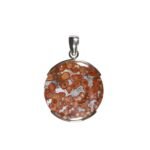 Anhänger mit versteinertem Palmholz Rund – Silber 925 – Einzigartiges Stück