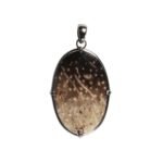 Anhänger mit versteinertem Palmholz Oval – Handgefertigt aus 925 Silber