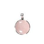 Anhänger mit Rosenquarz Rund Rosa – Handgefertigt aus 925 Silber – Saphir & Smaragd Anhänger mit Rosenquarz Rund Rosa – Handgefertigt aus 925 Silber