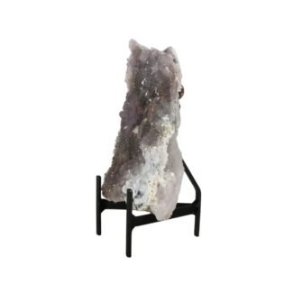 Amethystblüte mit Prasiolith-Cluster auf Ständer Naturstein Brasilien