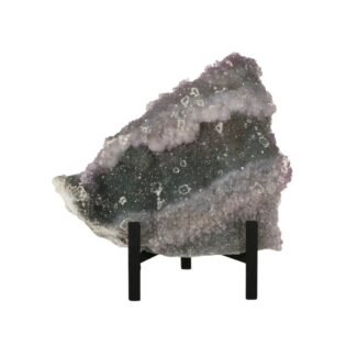 Amethystblüte mit Prasiolith-Cluster auf Ständer Naturstein Brasilien