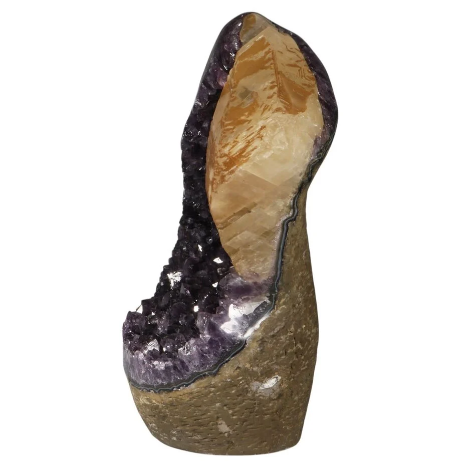 Amethystcluster mit Calcit – 14 kg Amethyst aus Uruguay