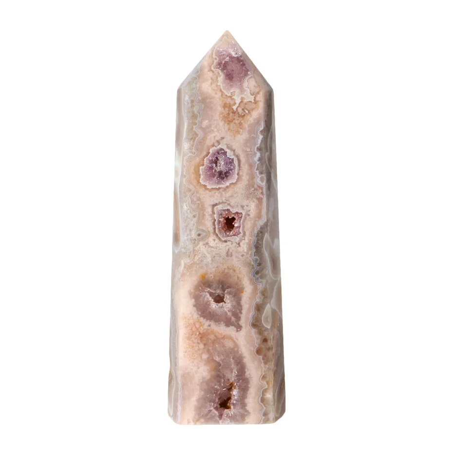 amethist-roze-met-mosagaat-roze-rood-punt-geslepen (10) Amethyst Pink mit Moosachat Punkt Poliert – 705 g – Naturstein & Unikat