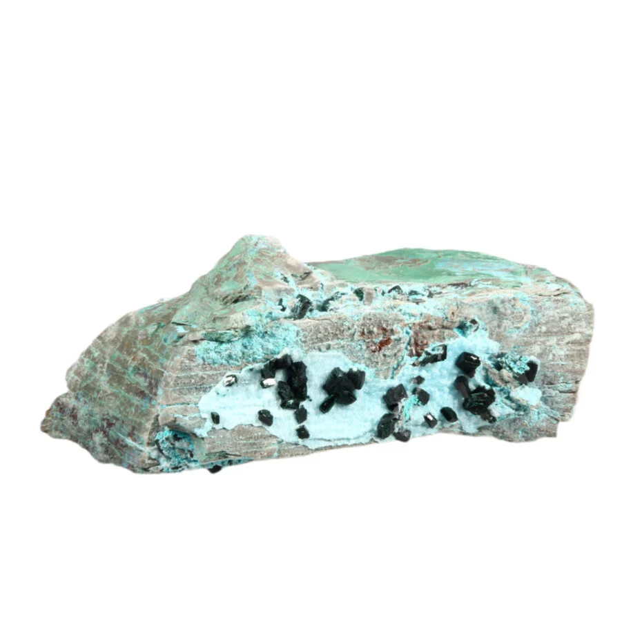 chrysocolla-drusy-cluster-met-malachiet-kristallen Chrysocolla Druse Cluster mit Malachit Kristallen Harmonie Naturstein 928 g
