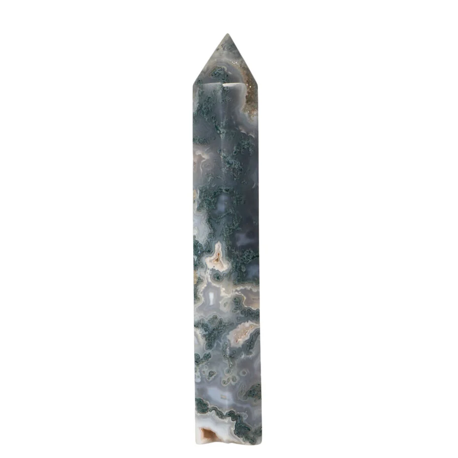 Moosachat Spitze Erdung – Polierter Heilstein 1.5 kg