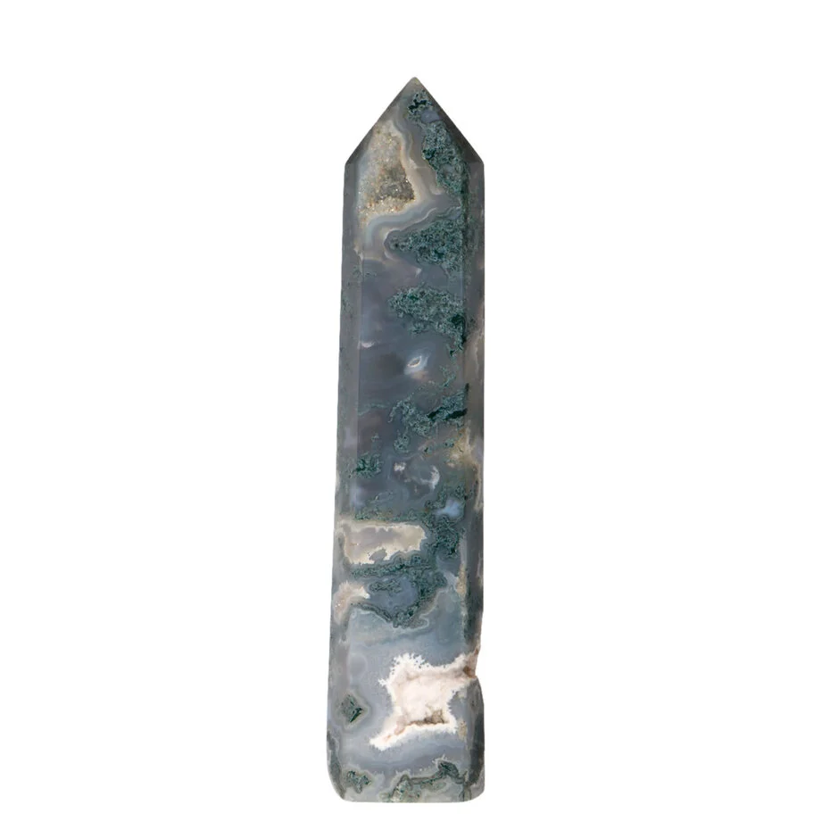 Moosachat Spitze Erdung – Polierter Heilstein 1.5 kg