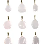 Anhänger mit Rosenquarz Rosa – Handgefertigt mit 14k Goldöse – Saphir & Smaragd Anhänger mit Rosenquarz Rosa – Handgefertigt mit 14k Goldöse