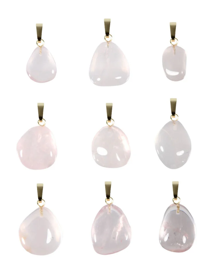 rozenkwarts-hanger-met-14k-gouden-oogje (1) Anhänger mit Rosenquarz Rosa – Handgefertigt mit 14k Goldöse