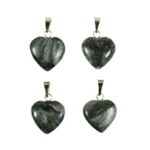 Anhänger mit Serafinit Herz Grün – Handgefertigt mit 14K Goldöse – Saphir & Smaragd Anhänger mit Serafinit Herz Grün – Handgefertigt mit 14K Goldöse