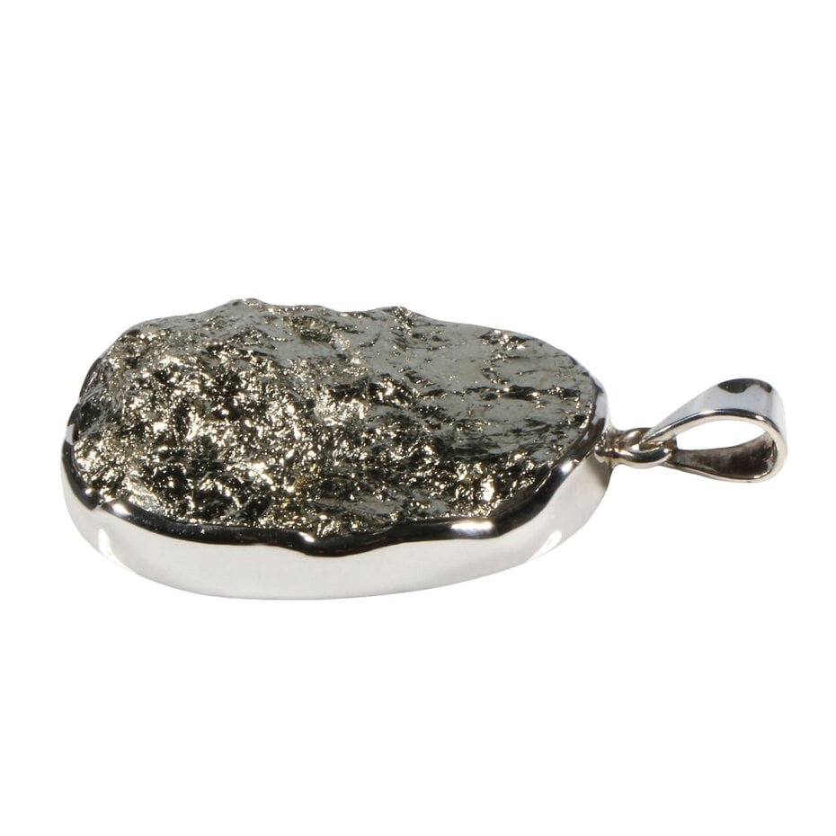 zilveren-hanger-pyriet-ovaal-ruw-36-x-27-cm (1) Anhänger mit Pyrit Oval Rohstein Silber – Sterlingsilber 925