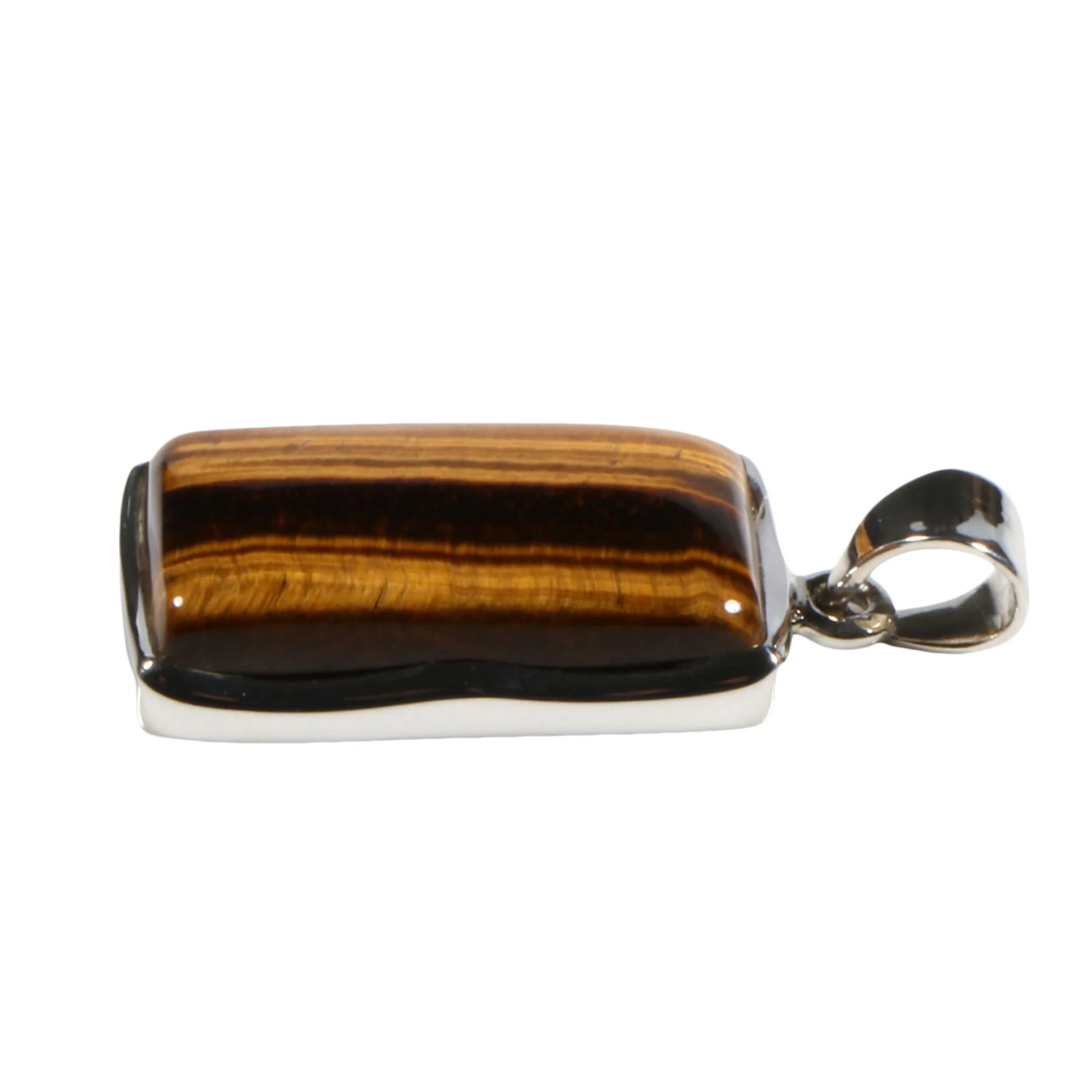 Silber Anhänger Tigerauge Rechteck – Handgefertigt aus 925 Silber