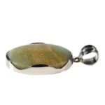 Anhänger mit versteinertem Palmholz Grün Oval – Handgefertigt aus 925 Silber