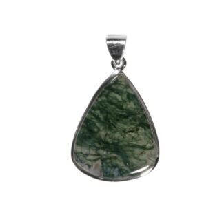 Anhänger mit Moosachat Tropfen – Handgefertigt aus 925 Silber