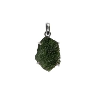 Anhänger mit Moldavit Rohstein – 2.6 x 1.9 cm in Silber 925