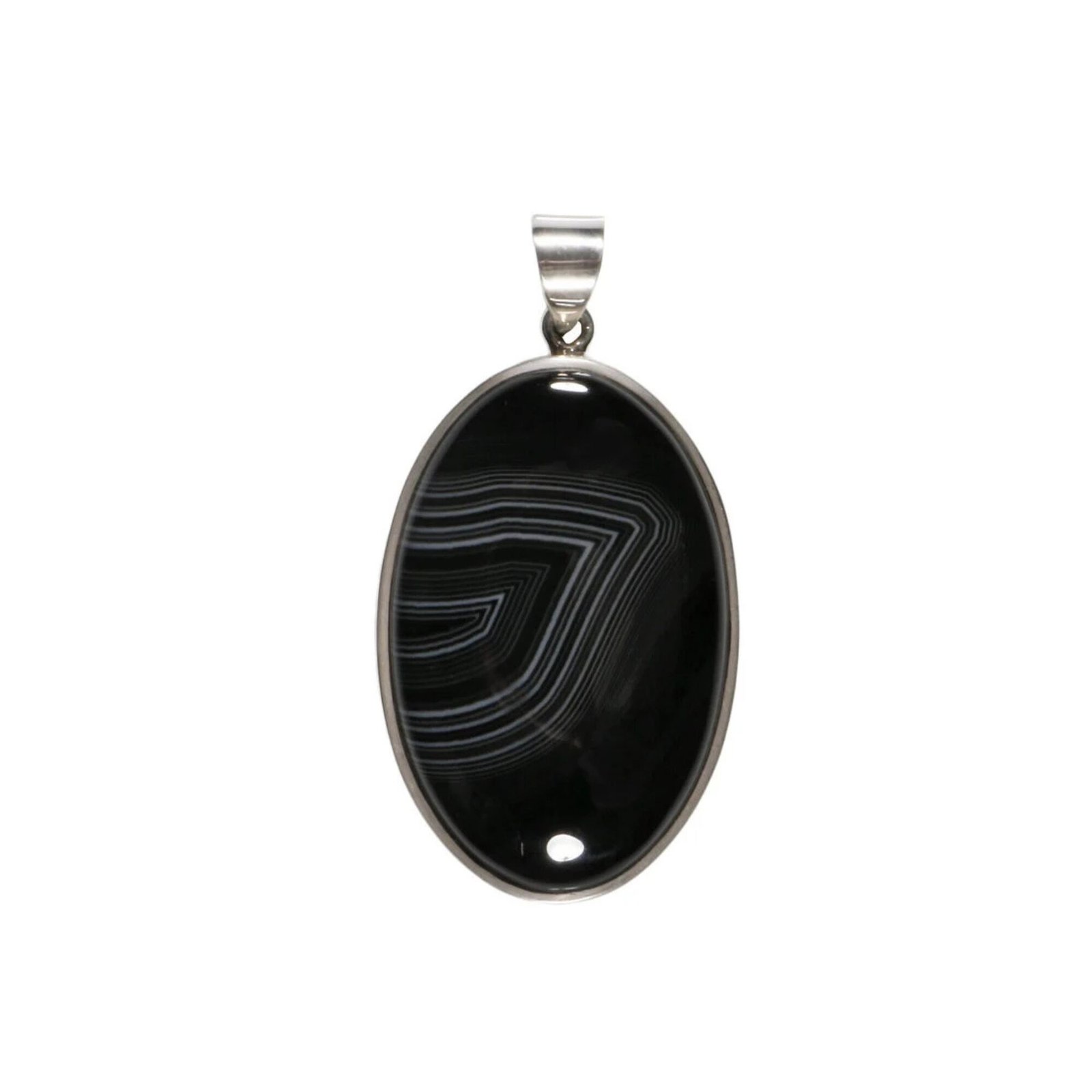 Anhänger mit Achat (Ghost) – oval 3.8 x 2.5 cm in Silber 925