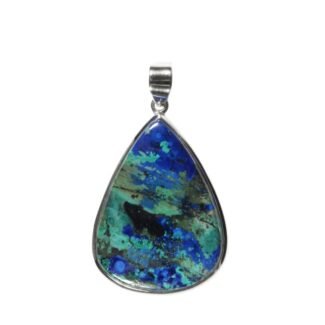 Anhänger mit Azurit-Malachit Tropfen – Unikat aus 925 Silber