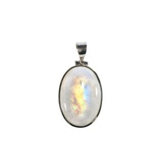Anhänger mit Regenbogenmondstein Oval – Unikat aus 925 Silber