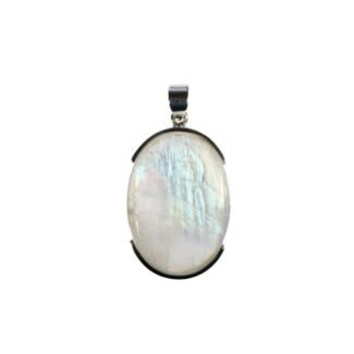 Anhänger mit Regenbogenmondstein Oval – Unikat aus 925 Silber