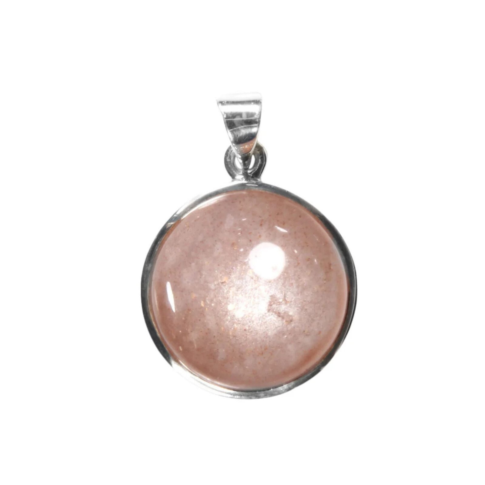 Anhänger mit Mondstein Rund Rosa – 925 Silber