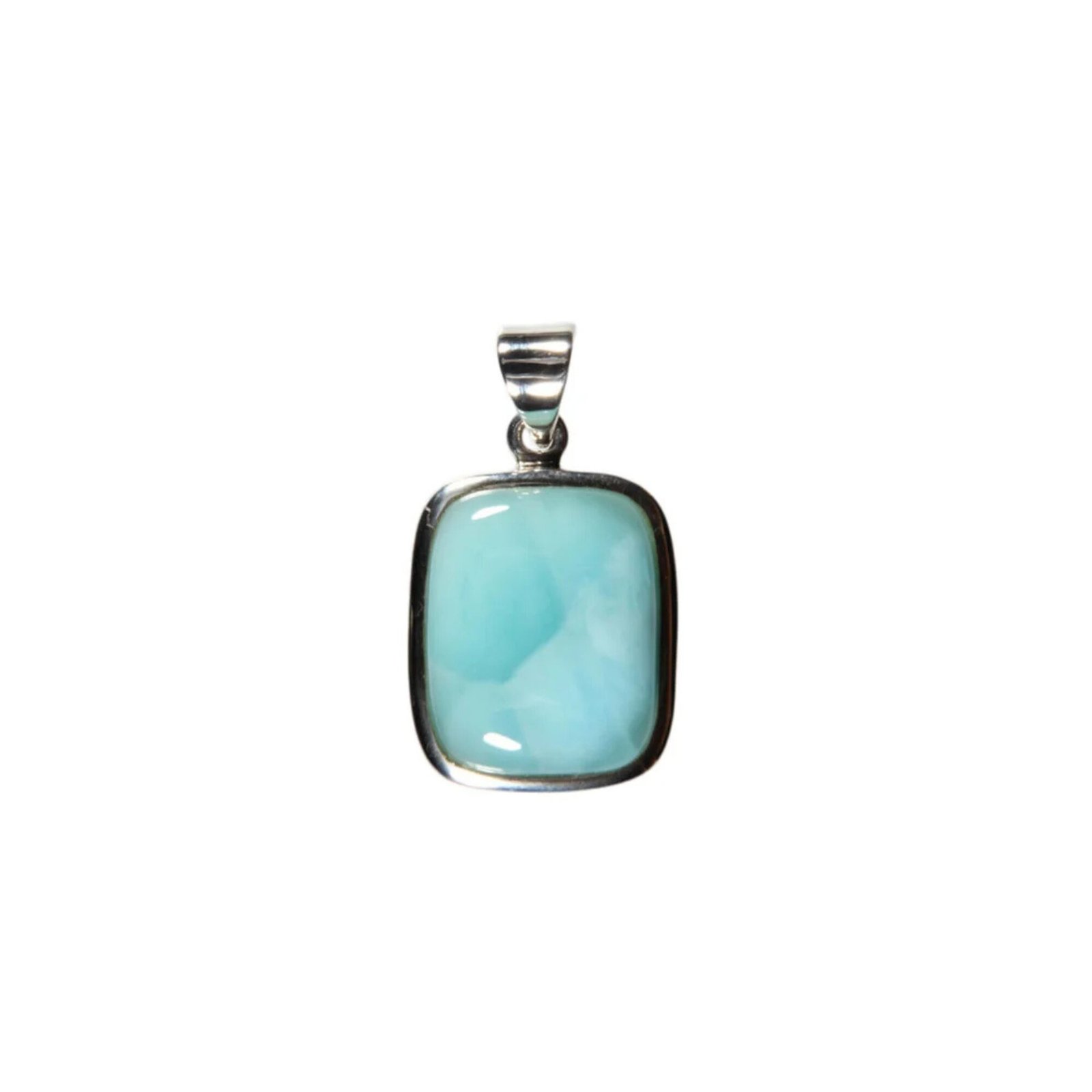 Anhänger mit Larimar Rechteck – 925 Silber, handgefertigt