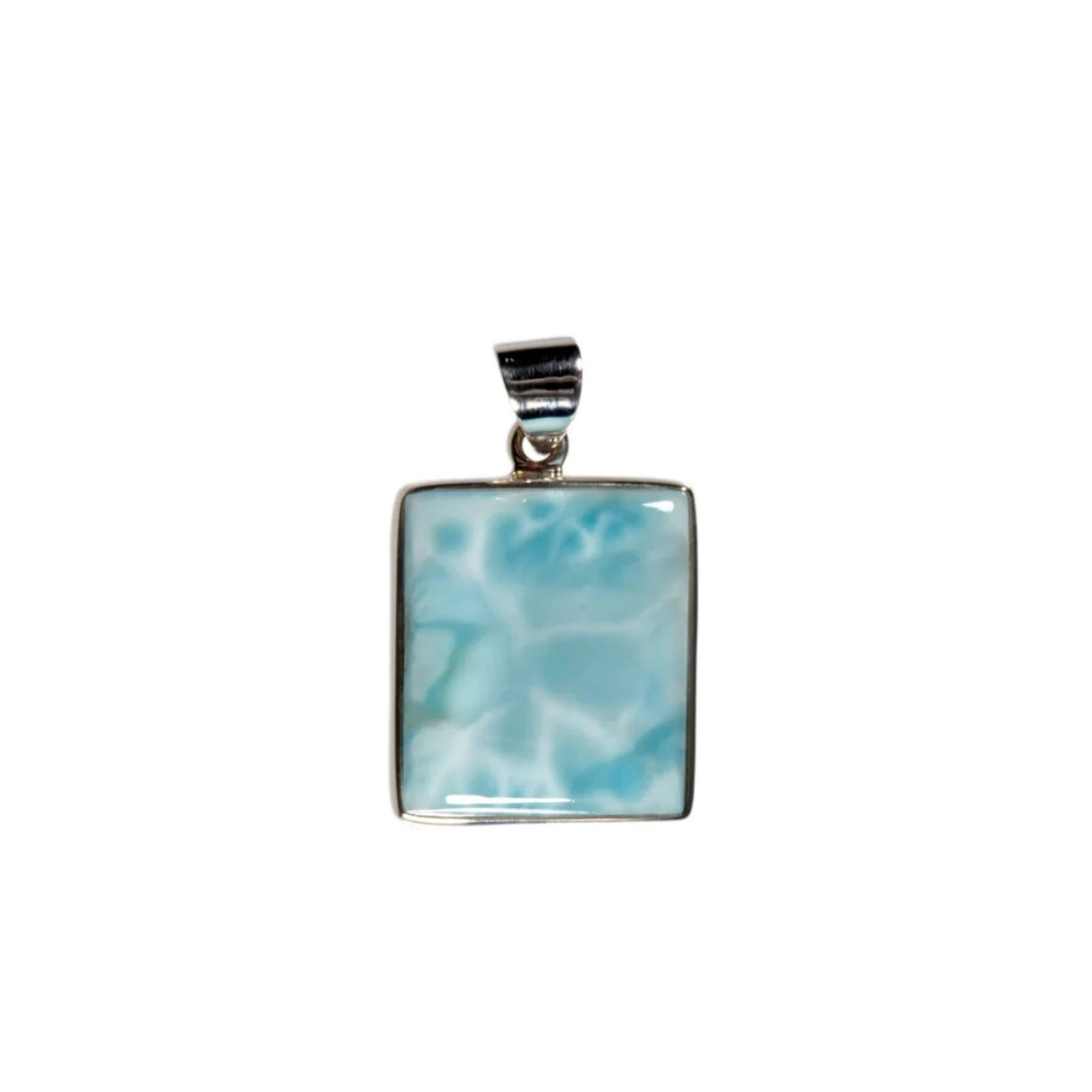 Anhänger mit Larimar Rechteck – 925 Silber, handgefertigt