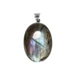 Silberanhänger mit Labradorit Oval – Schutz & Intuition – Saphir & Smaragd Silberanhänger mit Labradorit Oval