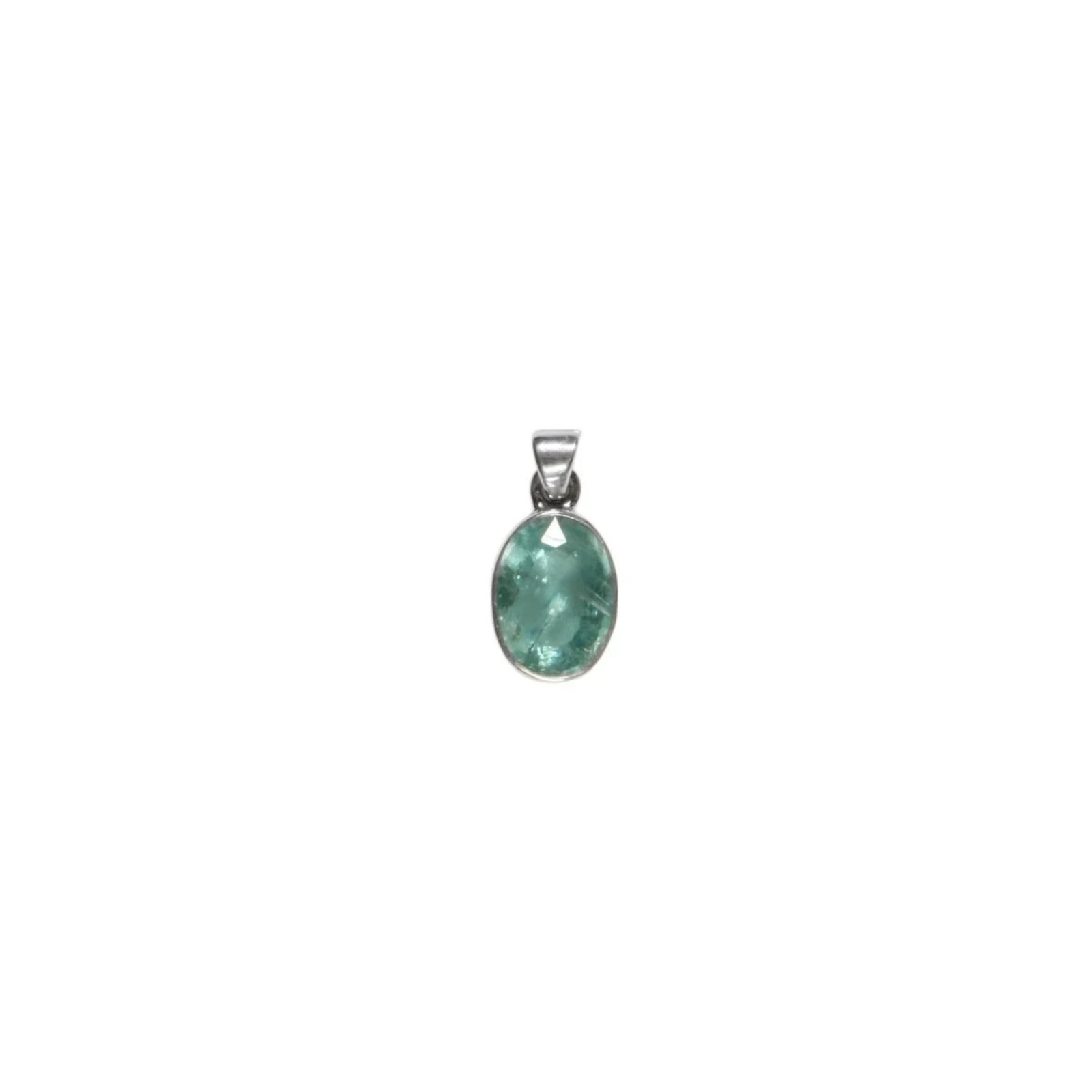 Silberanhänger mit Kyanit Oval Aqua – 925 Silber Unikat
