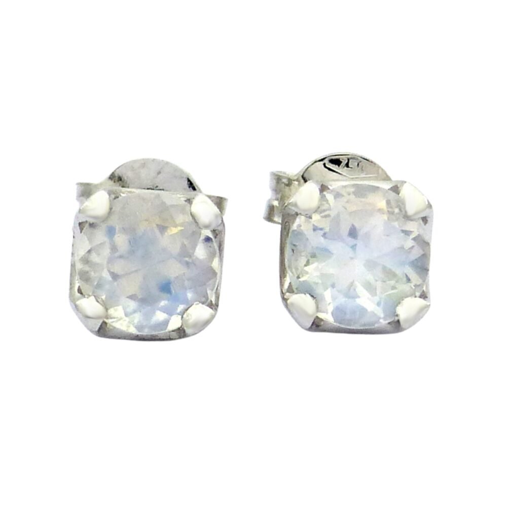 Mondstein Ohrstecker Weißgold rund