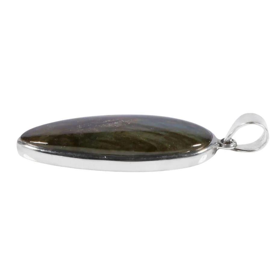 zilveren-hanger-labradoriet-druppel-41-x-19-cm (1) Silberanhänger mit Labradorit Tropfen – 925 Silber Unikat