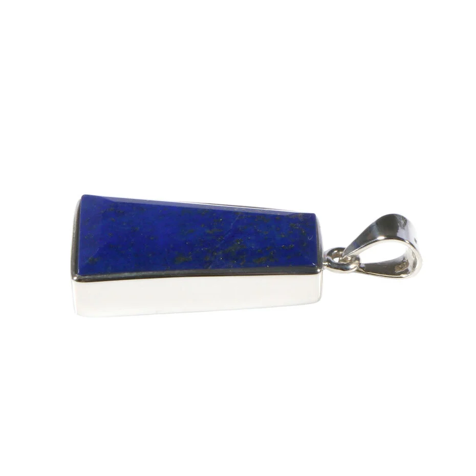 Silberanhänger mit Lapislazuli Rechteck Blau – Facettierter Naturstein
