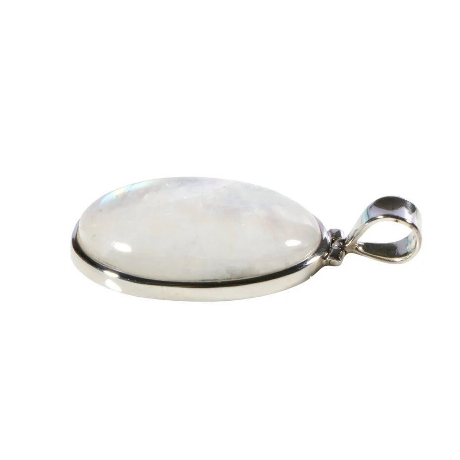 Anhänger mit Regenbogenmondstein Oval – Unikat aus 925 Silber