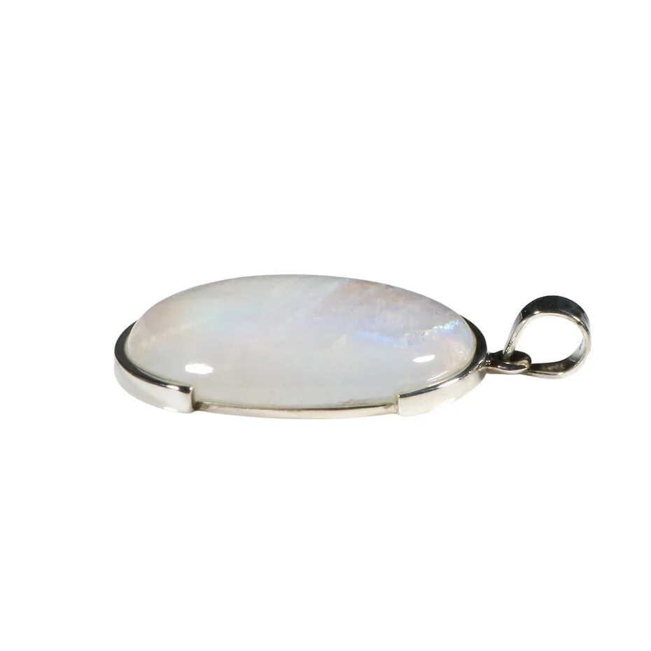 Anhänger mit Regenbogenmondstein Oval – Unikat aus 925 Silber